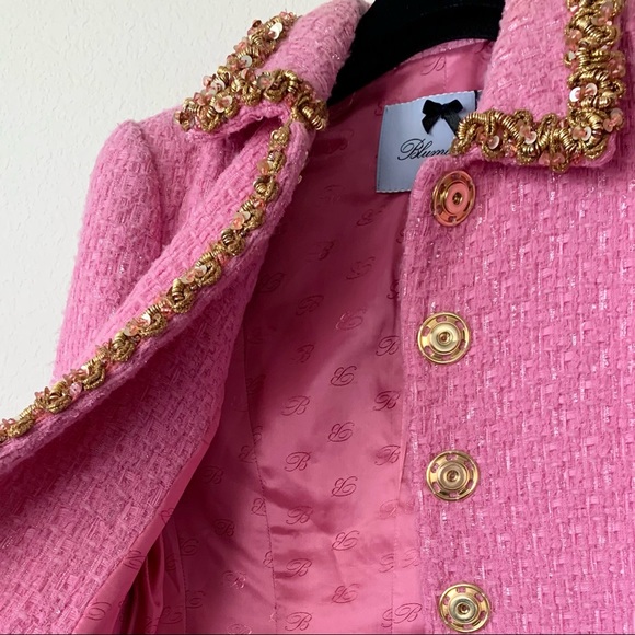 Blumarine pink tweed jacket with gold beaded trim - Picture 3 of 16